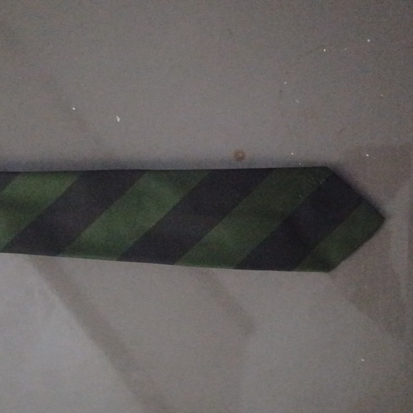 Vintage Skinny Green and Black Striped Men's Tie - Picture 2 of 4